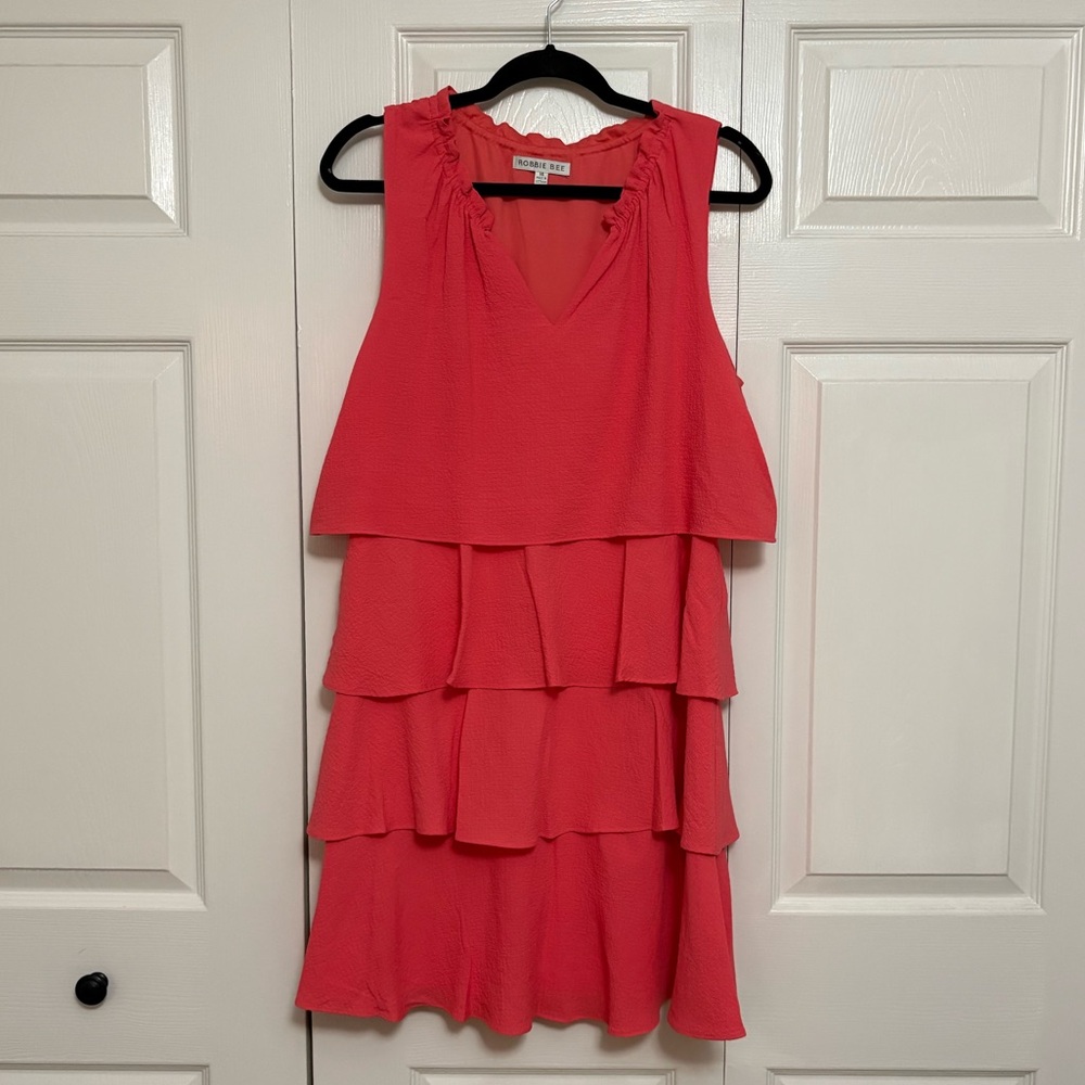 Robbie Bee Salmon Sleeveless Dress SZ 14